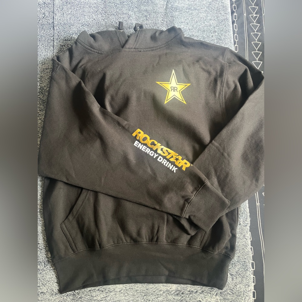 Rockstar Energy Drink Black Hoodie with Yellow Star Logo - Picture 8 of 9